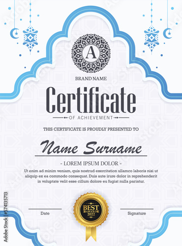 colorful islamic ramadan award certificate
