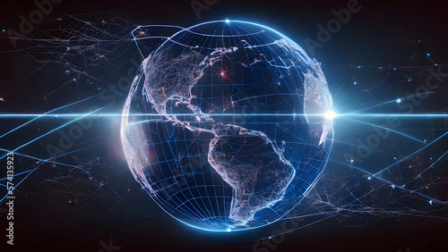 The Digital Global Network  An Abstract Visualization of Our Connected World  Generative AI
