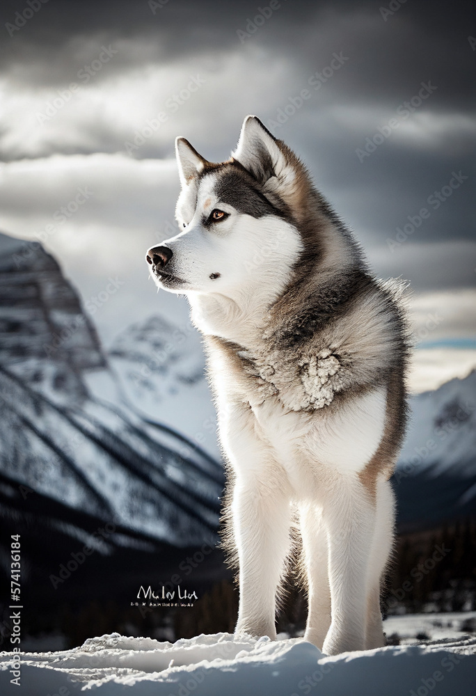 siberian husky dog on snow, Generative AI siberian husky dog on snow, Generative AI