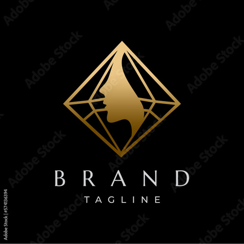 Diamond with Beauty Face Logo Design