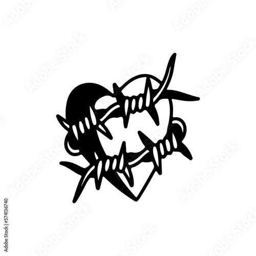 vector illustration of a heart with barbed wire