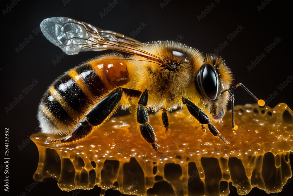 close up shot of bees in a bee hive with honey ,Generative AI
close up shot of bees in a bee hive with honey ,Generative AI