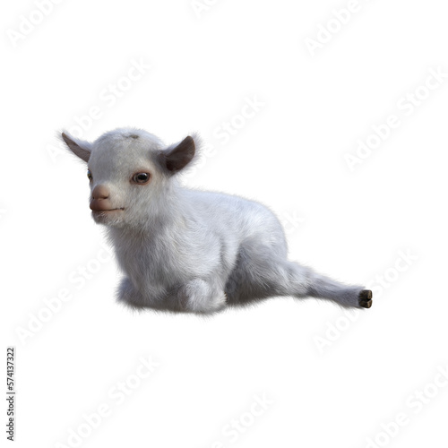 Goat baby character on transparent background. 3d rendering illustration for collage  clipart  composting  pose