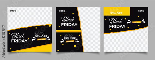 Black friday super sale social media banner template 