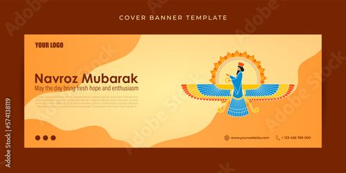 Vector illustration of Navroz Mubarak Facebook cover banner mockup Template photo