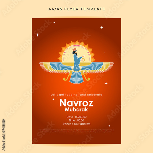 Vector illustration of Navroz Mubarak Invitation mockup Template photo