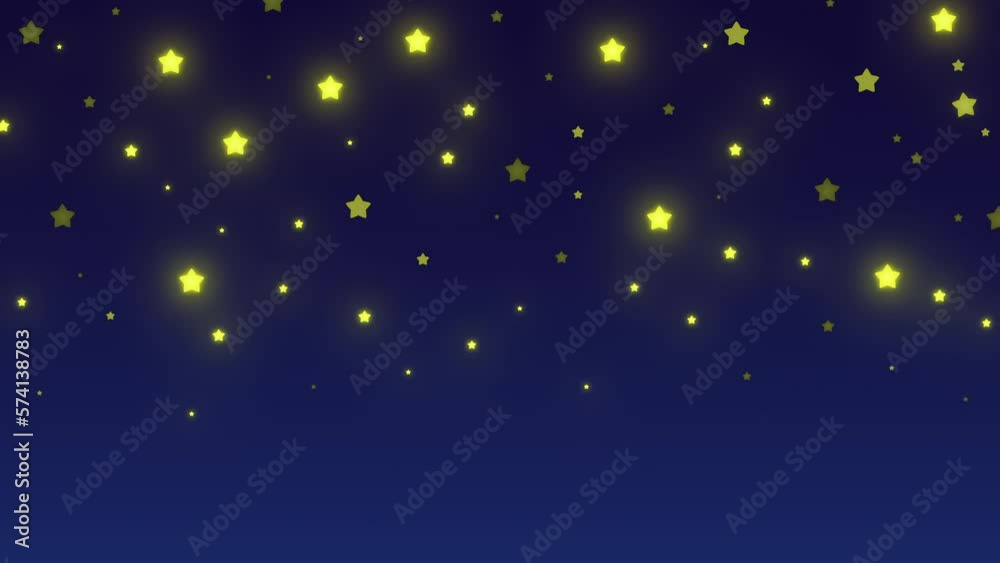 黄色に輝くポップな星の夜空と流れ星 ループ 黄色に輝くポップな星の夜空と流れ星 ループ