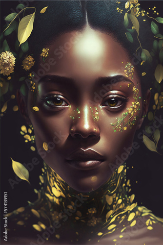 Black, African, Woman, Beautiful Portrait, made with generative ai