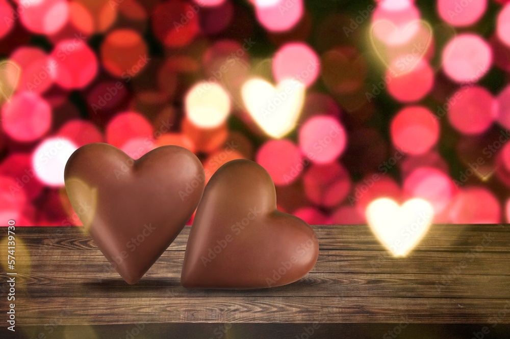 Tasty sweet chocolate hearts. Valentine concept.