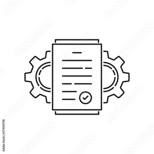 tech data insights like thin line execute icon. linear modern business efficiency or digital doc logotype graphic stroke art design element isolated on white. concept of capacity or paperwork process