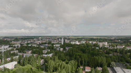 Aerial footage of a small town in Finland. Seinäjoki. Lakeuden Risti. photo