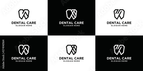 Dentistry clinic logo design with abstract dental logo geometric lines creative design