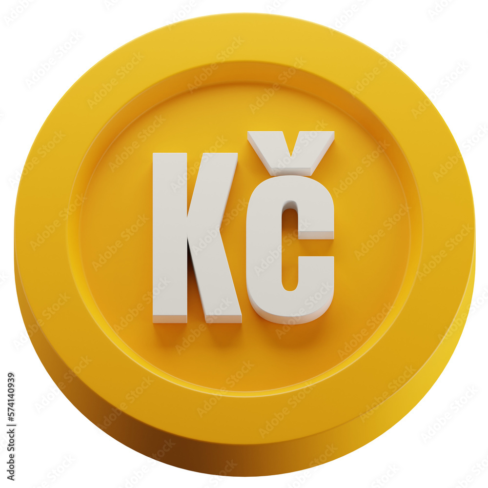 Czech Koruna Gold Coin 3d Illustration Czech Currency Symbol European czech-koruna-gold-coin-3d-illustration-czech-currency-symbol-european