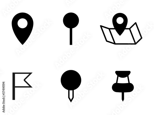 Location pin collection. Pointer icon for pin on the map to show the location. Vector resources