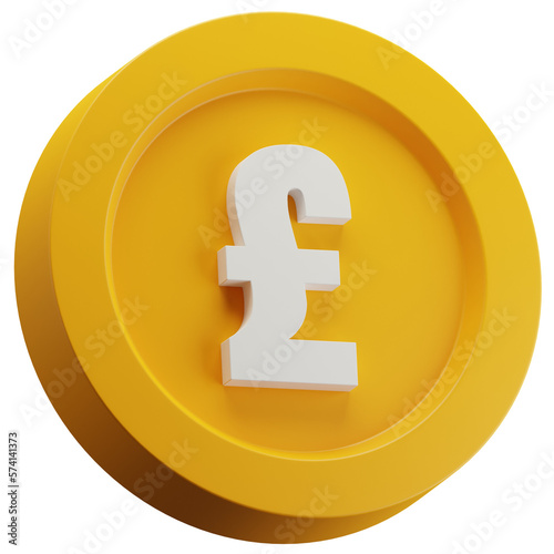 Pound Sterling Gold Coin 3d Illustration. United Kingdom Currency Symbol. European Money Sign.