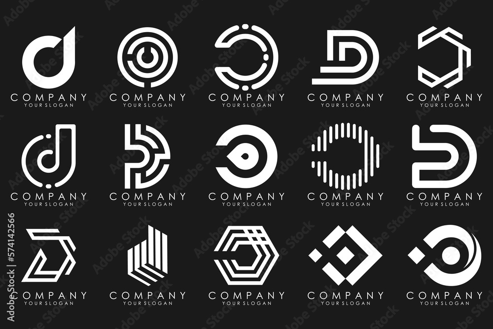 abstract letter D logo icon set. design for business of luxury, elegant, simple.
