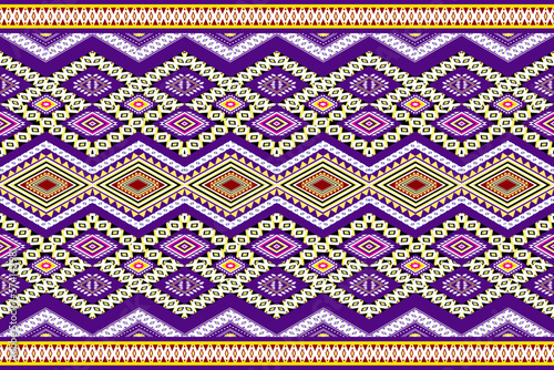 Ethnic geometric oriental traditional with colorful floral and elements seamless pattern. designed for background, wallpaper, clothing, wrapping, fabric, Batik, decorating, embroidery style, vector il