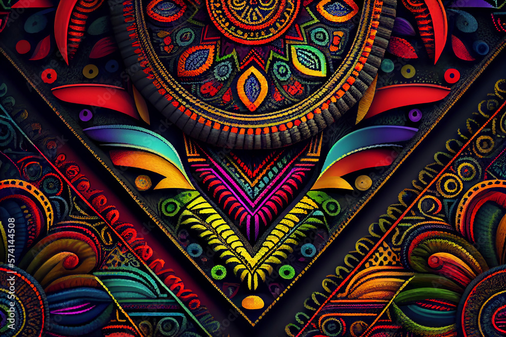 ethnic fabric pattern, African tribal pattern in colorful, Generative AI