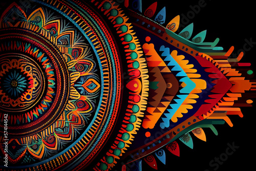 ethnic fabric pattern, African tribal pattern in colorful, Generative AI