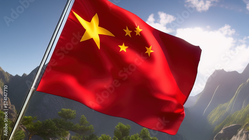China Flag, Simple and Clean Design of Chinese Tradition, Generative AI