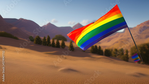 Pride Flag, Dynamic and Modern Design of LGBTQ+ Movement, Generative AI