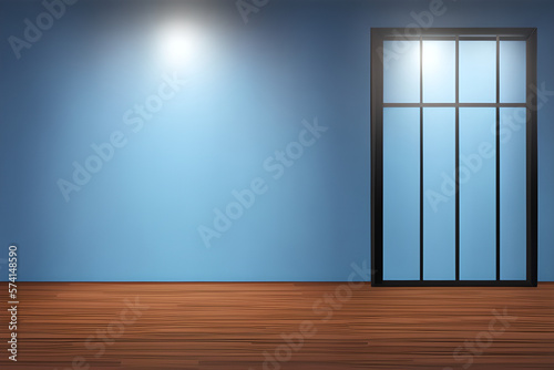 Abstract Blue 3D Interior Wall with Corner Window  Ideal Background for Showroom Display and Product Presentation  generative ai