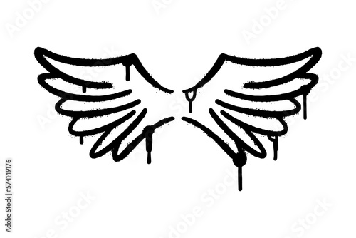 Spray Paint Graffiti Wings isolated on white background.