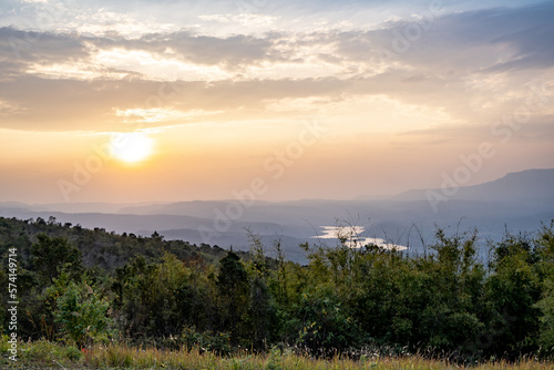 Sunset view from Phu Pa Po in the province of Loei in Thailand