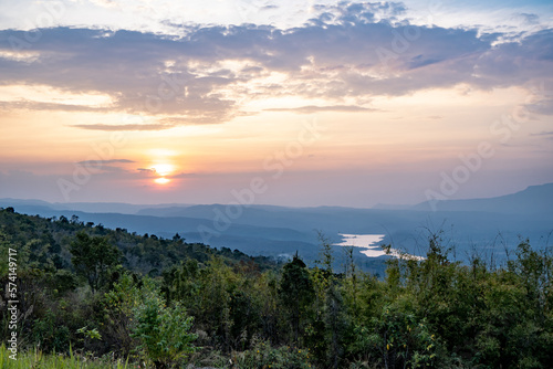 Sunset view from Phu Pa Po in the province of Loei in Thailand