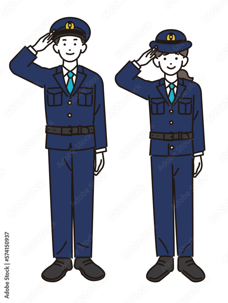 男女の警官のベクターイラスト素材／警察／お巡りさん