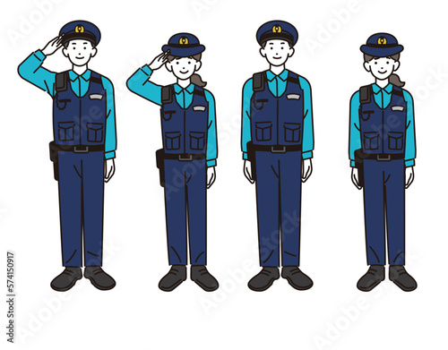 男女の夏服の警官のベクターイラスト素材／警察／お巡りさん