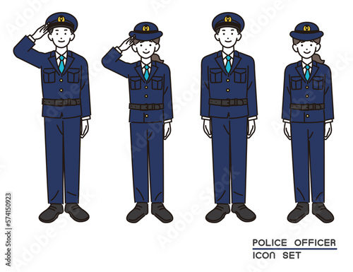 男女の警官のベクターイラスト素材／警察／お巡りさん