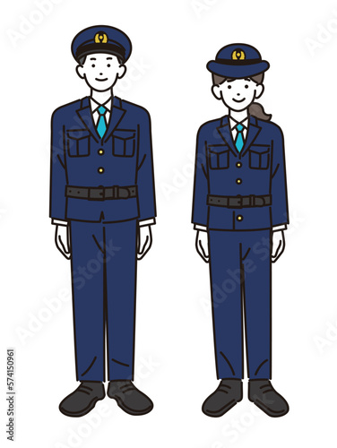 男女の警官のベクターイラスト素材／警察／お巡りさん