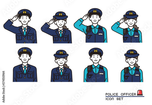 男女の警官の上半身のベクターイラスト素材／警察／お巡りさん