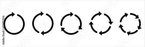 Circle arrows icon set. Round reload sign, repeat icon, refresh icon, rotate arrow icon sign and symbol, Vector illustration