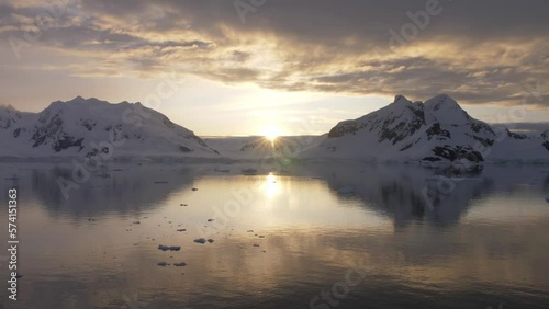 Antarctic Sunset, Paradise Bay, Antarctic Peninsula
Steady shot from antarctica at sunset, 2023
 photo