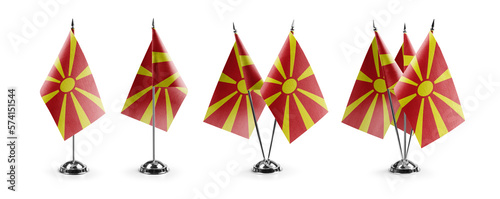 Small national flags of the Macedonia on a white background