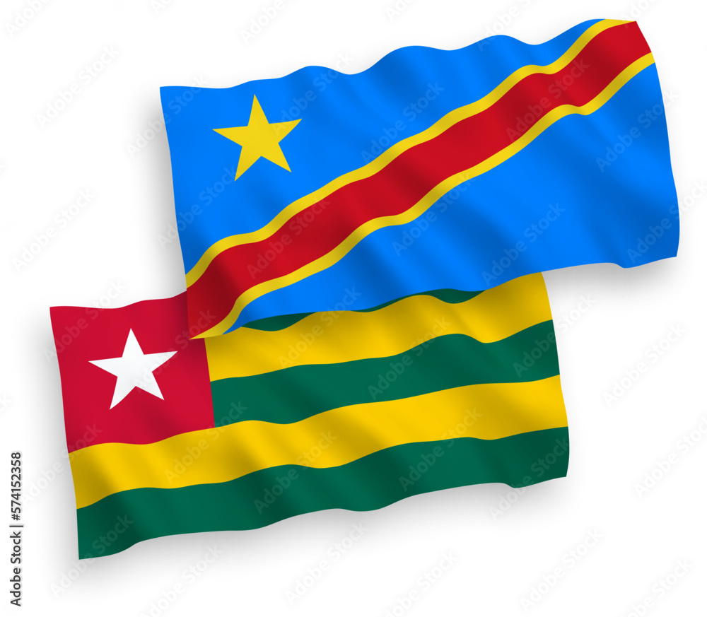 Naklejka premium Flags of Togolese Republic and Democratic Republic of the Congo on a white background