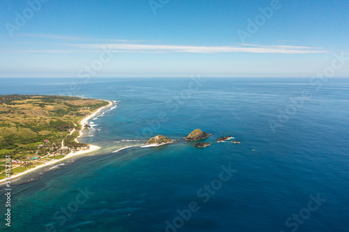 Tropical landscape with a beautiful beach top view. Pagudpud, Ilocos Norte, Philippines.