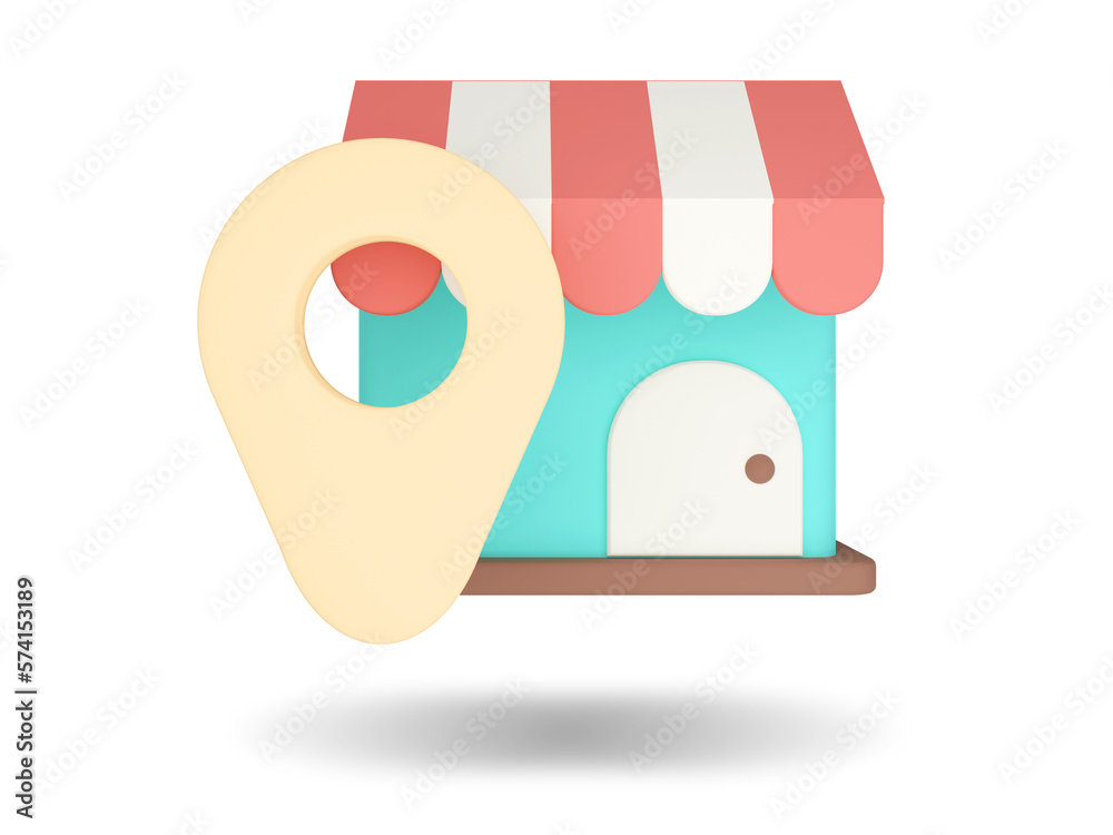 Location shop. Online Shopping icon. 3D render illustration.
Location shop. Online Shopping icon. 3D render illustration.