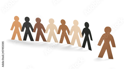 Cuadro en lienzo Paper Man Standing out of the Circle of People