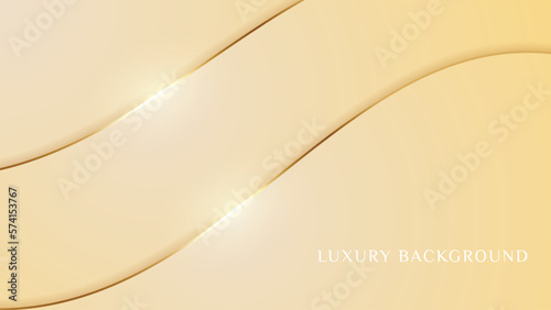 Elegant background with line golden elements Realistic luxury paper cut style 3d modern concept