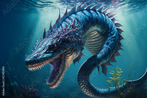 Sea Dragon Fish Monster Variations Produced by Generative AI © jambulart