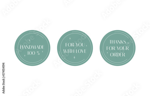 Handmade stickers set. Thanks for your order label. Made for you with love. Aesthetic business stickers for customer from individual entrepreneur