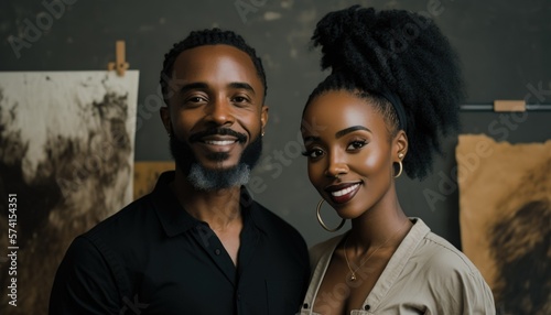 Empowering Confidence and Relationship in the Workplace: Celebrating National Couple's Day with Diversity Inclusivity in the Industry with African American Artist Couple (generative AI