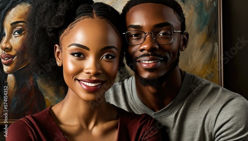 Empowering Confidence and Relationship in the Workplace: Celebrating National Couple's Day with Diversity Inclusivity in the Industry with African American Artist Couple (generative AI