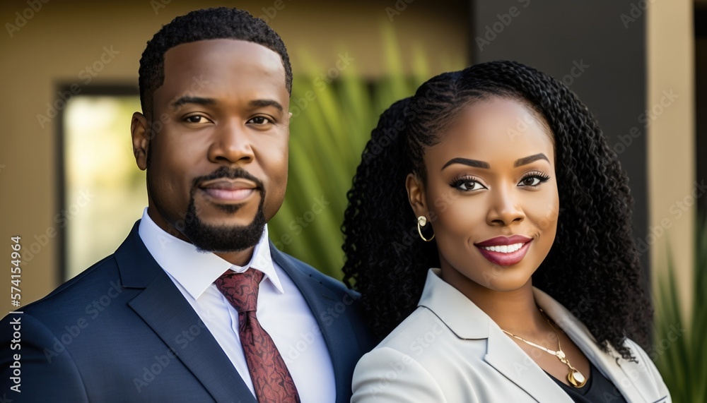 Empowering Confidence and Relationship in the Workplace: Celebrating National Couple's Day with Diversity Inclusivity in the Industry with African American Real estate agent Couple (generative AI Empowering Confidence and Relationship in the Workplace: Celebrating National Couple's Day with Diversity Inclusivity in the Industry with African American Real estate agent Couple (generative AI
