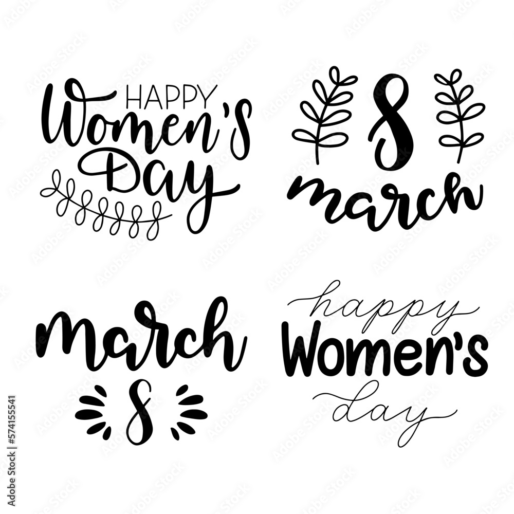 Set Women's day lettering phrase Set Women's day lettering phrase