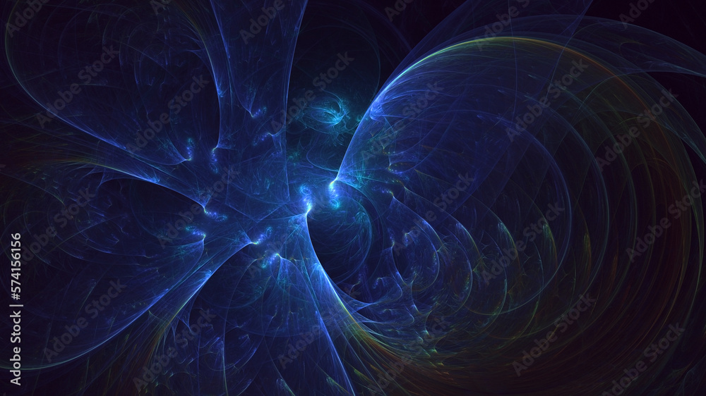 Obraz premium 3D rendering abstract blue technology fractal background