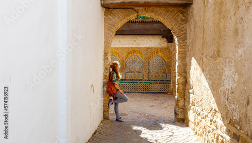 Woman tourist enjoying city of Tanger in Morocco